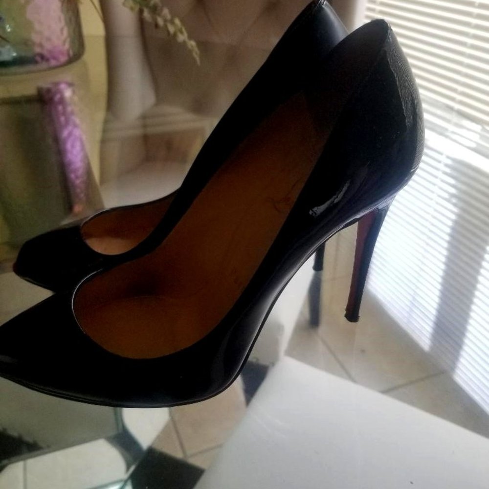 Peep Toe Black Patent Leather